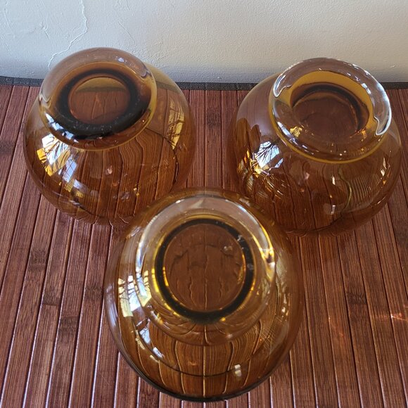 Three Vintage Amber Goblet Vase/Candle Holders - Picture 8 of 9